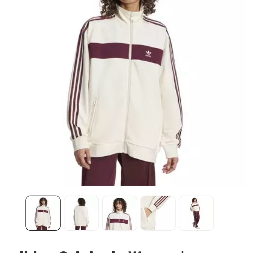 adidas Cream and Burgundy Track Jacket - Picture 7 of 7